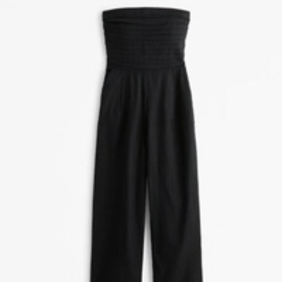 NWT - Abercrombie Women's Emerson Linen-Blend Strapless Jumpsuit - Picture 1 of 3